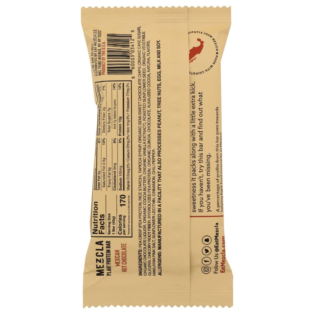 MEZCLA: Mexican Hot Chocolate Bar 1.4 oz - Grocery > Nutritional Bars Drinks and Shakes - MEZCLA