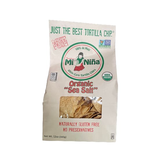 Mi Nina Organic Sea Salt White Corn Tortilla Chips 12 oz. - Mi Nina
