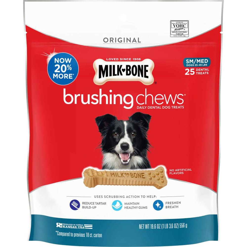 Milk-Bone Brushing Chews Dog Treat Small-Medium - Dogs 25-49 Pounds; 25 Count - Pet Supplies - Milk-Bone
