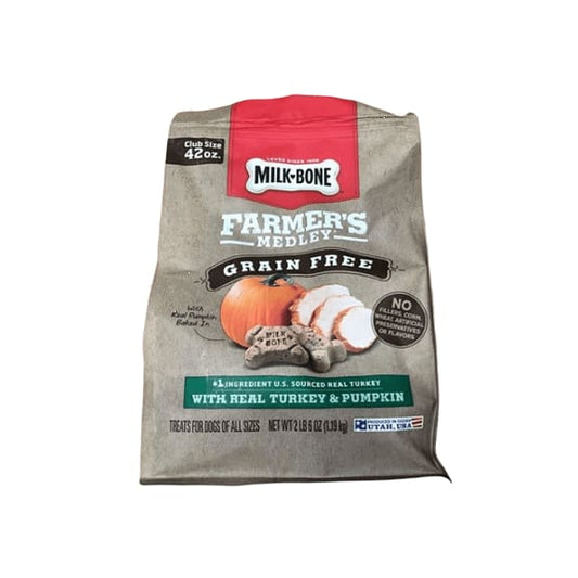 Milk-Bone Farmer's Medley Grain Free With Turkey & Pumpkin Dog Treats, 42 oz. - ShelHealth.Com
