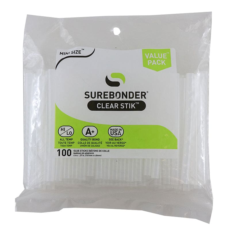 Mini Clear Glue Stick 100 Pk Size 4 Dual Temp Surebonder (Pack of 6) - Glue/Adhesives - Fpc Corporation