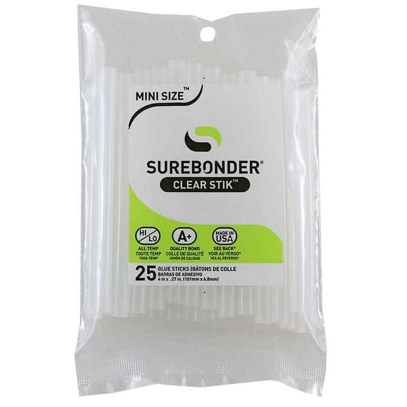 Mini Clear Hot Glue Stick 25 Pk Size 4 Dual Temp Surebonder (Pack of 12) - Glue/Adhesives - Fpc Corporation