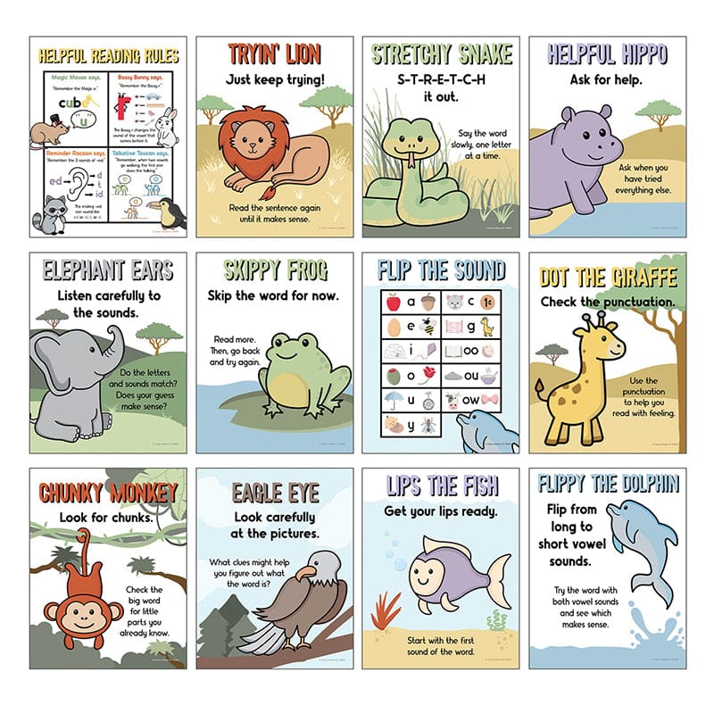 Mini Posters Decoding Strateges Set (Pack of 6) - Classroom Theme - Carson Dellosa Education
