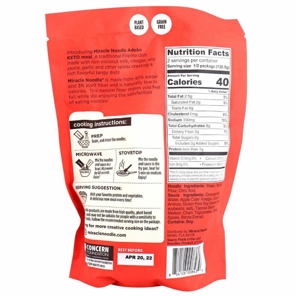 MIRACLE NOODLE Miracle Noodle Keto Meal Adobo, 9.2 Oz