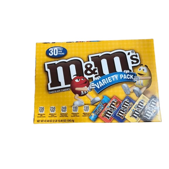M&M's Milk Chocolate Candy Bars with Minis Variety Box, 30 Count. - ShelHealth.Com