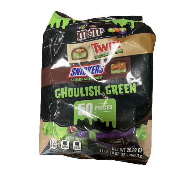 M&M's, Snickers & Twix Ghoulish Green Halloween Candy - 50 Ct Bulk Bag ...