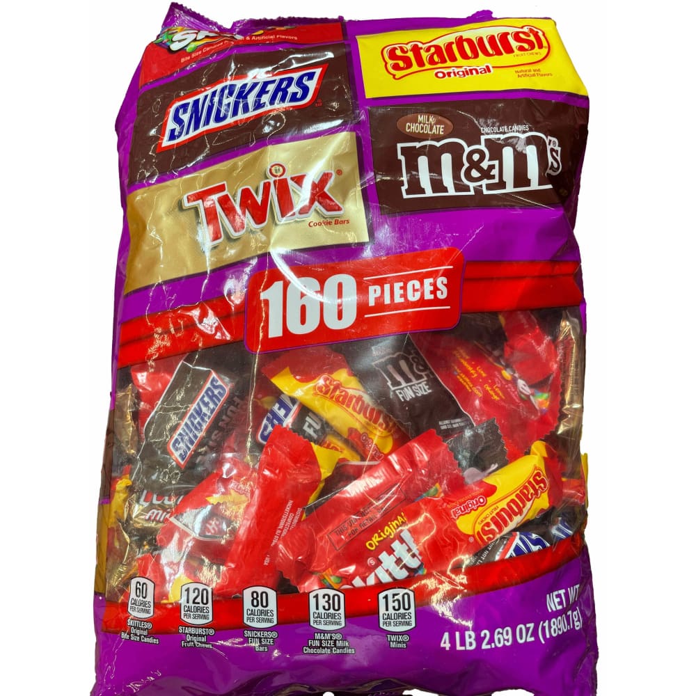 Mars Wrigley Variety M&M's, Snickers, Twix, Skittles, Starburst Variety Pack Halloween Candy, 66.69oz/160 Piece Bag