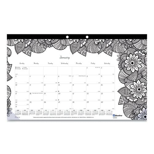 Monthly Desk Pad Calendar Doodleplan Coloring Pages 17.75 X 10.88 Black Binding Clear Corners 12-month (jan-dec): 2023 - School Supplies -