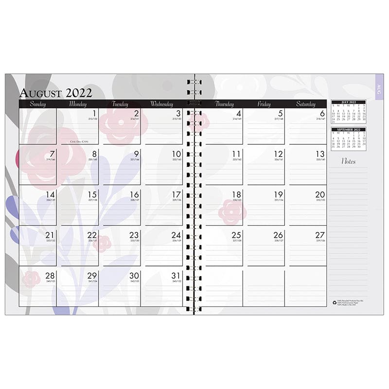 Month/Week Planner Wild Flowers Academic Jul-Aug (Pack of 2) - Calendars - House Of Doolittle