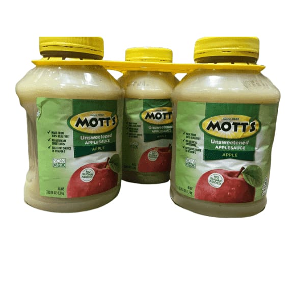 Mott's Unsweetened Applesauce, 46 Ounce Jar (Pack of 3) - ShelHealth.Com