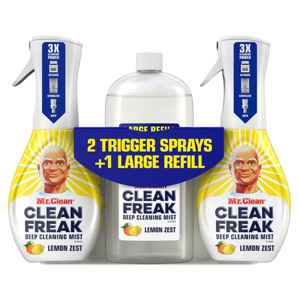Mr. Clean Clean Freak Deep Cleaning Mist Multi-Surface Spray + Refill Febreze Lemon Zest (62.9 fl. oz. total) - Cleaning Supplies - Mr.