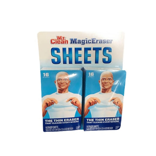 Mr. Clean Magic Eraser Sheets, Cleaning Wipes for Hard to Reach Spaces, 16 Count (Pack of 2) - ShelHealth.Com