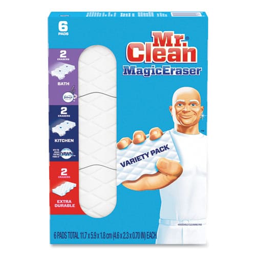 Mr. Clean Magic Eraser Variety Pack Extra Durable; Bath; Kitchen 4.6 X 2.3 0.7 Thick White 6/pack 8 Packs/carton - Janitorial & Sanitation -