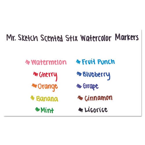 Mr. Sketch Scented Stix Watercolor Marker Set Fine Bullet Tip Assorted Colors 10/set - School Supplies - Mr. Sketch®