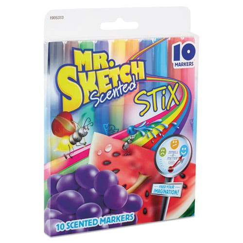 Mr. Sketch Scented Stix Watercolor Marker Set Fine Bullet Tip Assorted Colors 10/set - School Supplies - Mr. Sketch®
