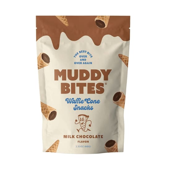 MUDDY BITES Grocery > Snacks MUDDY BITES: Waffle Cone Snacks Milk Chocolate, 2.33 oz