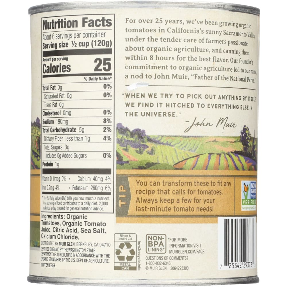MUIR GLEN: Organic Whole Peeled Tomatoes San Marzano Style 28 oz - Grocery > Meal Ingredients > Canned Fruits & Vegetables - MUIR GLEN