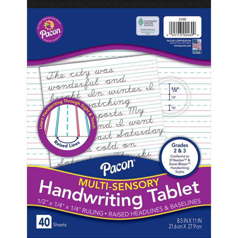 Multi Snsry Handwriting Tablet Gr 2 (Pack of 6) - Handwriting Paper - Dixon Ticonderoga Co - Pacon