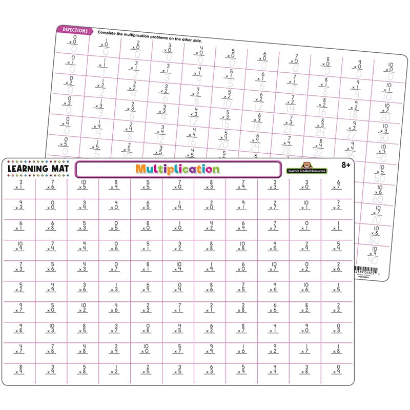 Multiplication Learning Mat (Pack of 12) - Multiplication & Division - Teacher Created Resources