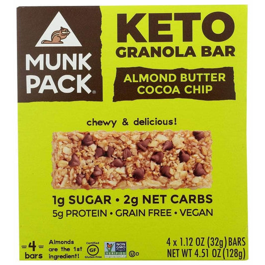 Munk Pack Munk Pack Almond Butter Cocoa Chip Keto Granola Bar 4 Pack, 4.51 Oz
