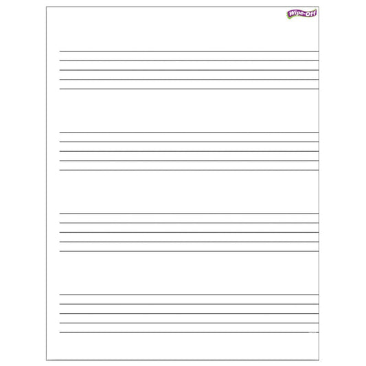 Music Staff Paper Wipe Off Chart 17X22 (Pack of 10) - Dry Erase Sheets - Trend Enterprises Inc.