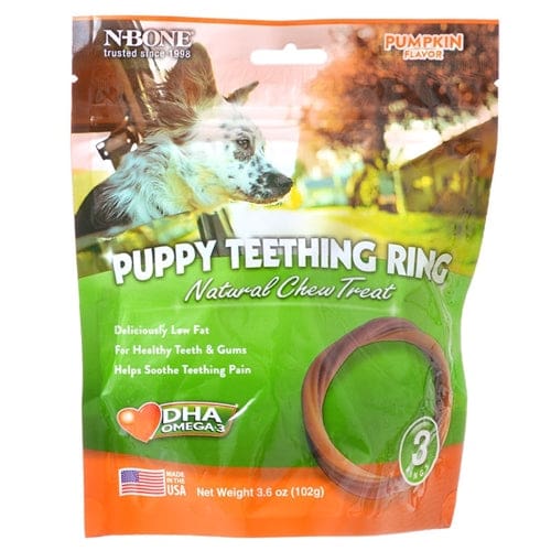 N-Bone Puppy Teething Rings Pumpkin 3.6 oz 3 pk - Pet Supplies - N-Bone