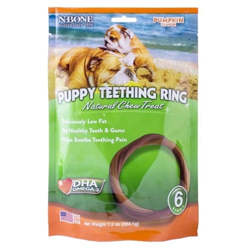 N-Bone Puppy Teething Rings Pumpkin 7.2 oz 6 pk - Pet Supplies - N-Bone