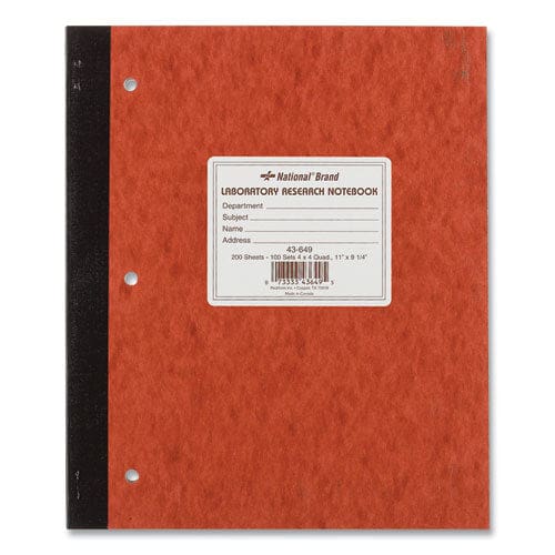 National Duplicate Laboratory Notebooks Quadrille Rule Sets Brown Cover 11 X 9.25 100 Two-sheet Sets - School Supplies - National®