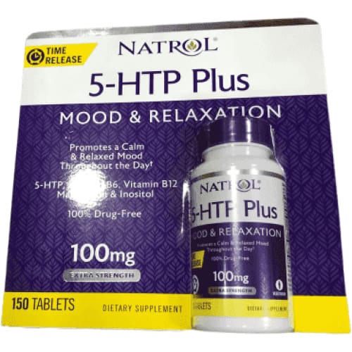 Natrol 5-HTP Plus Mood and Relaxation Enhancer, 100mg, 150 Time Release Tablets - ShelHealth.Com
