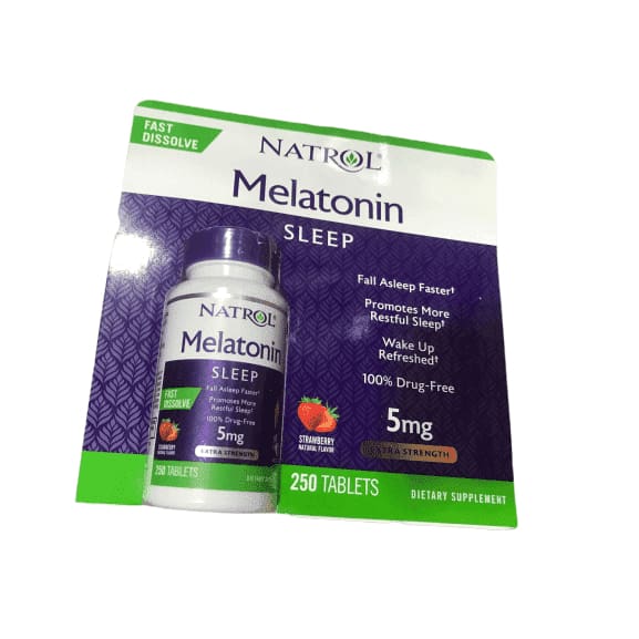 Natrol Melatonin Fast Dissolve Tablets, Strawberry Flavor, 5mg, 250 Count - ShelHealth.Com