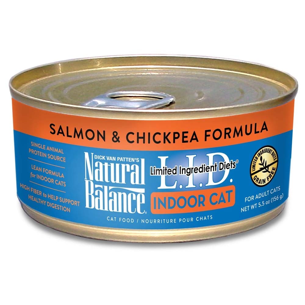 Natural Balance Pet Foods L.I.D. Indoor Salmon & Chickpea Formula Cat Wet Food 5.5 oz 24 Pack - Pet Supplies - Natural Balance