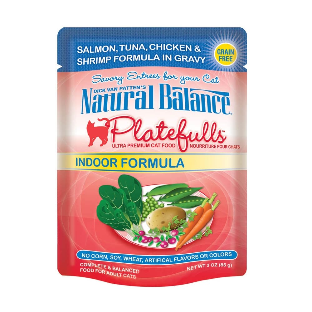 Natural Balance Pet Foods Platefulls Indoor Wet Cat Food Salmon Tuna Chicken Shrimp in Gravy 24ea/3 oz 24 pk - Pet Supplies - Natural