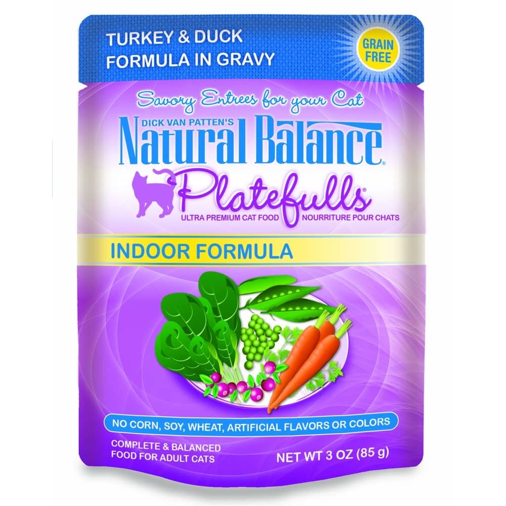 Natural Balance Pet Foods Platefulls Indoor Wet Cat Food Turkey Duck in Gravy 24ea/3 oz 24 pk - Pet Supplies - Natural Balance