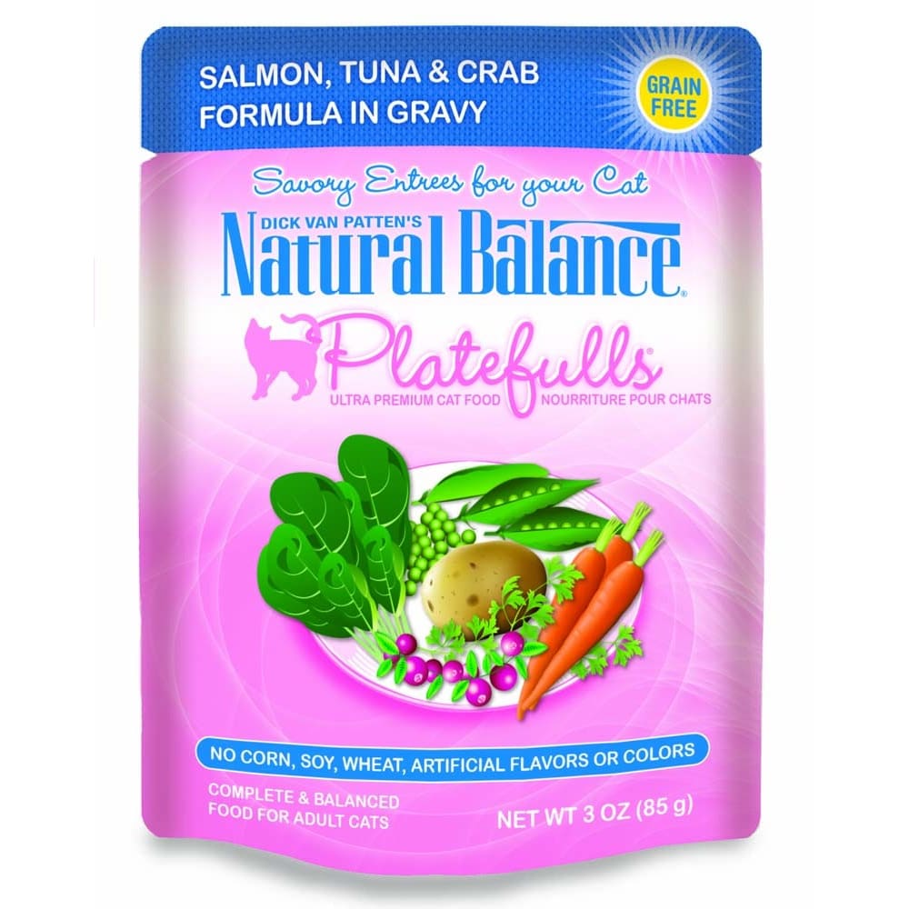 Natural Balance Pet Foods Platefulls Wet Cat Food Salmon Tuna Crab in Gravy 24ea/3 oz 24 pk - Pet Supplies - Natural Balance