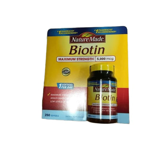 Nature Made Biotin Maximum Strength Softgels, 250 ct. - ShelHealth.Com