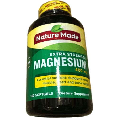 Nature Made Extra-Strength Magnesium 400mg, 180 Dietary Softgels - ShelHealth.Com