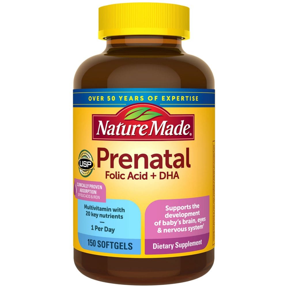 Nature Made Prenatal + DHA 200mg Softgels (150 ct.) - HSA & FSA - Medicine Cabinet - Nature Made