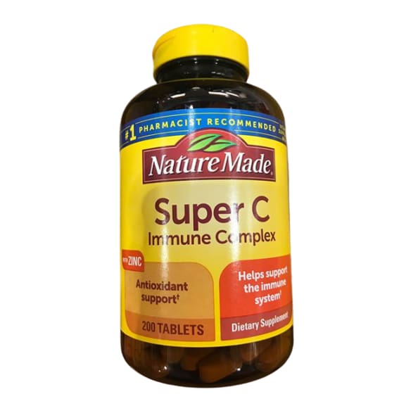 Nature Made Super C Immune Complex Tablets with Vitamin C, D and Zinc, 200 Tablets - ShelHealth.Com