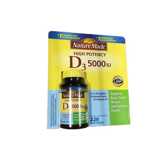 Nature Made Vitamin D3 5,000 IU Softgels, 220 ct. - ShelHealth.Com