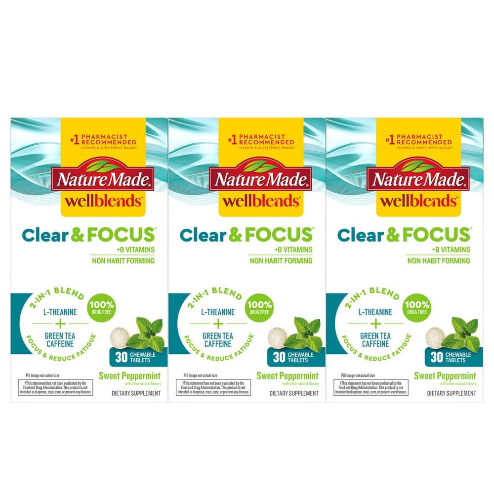 Nature Made Wellblends Clear & Focus Chewable Tablets (3 pk. 30 ct./pk.) - Supplements - Nature Made