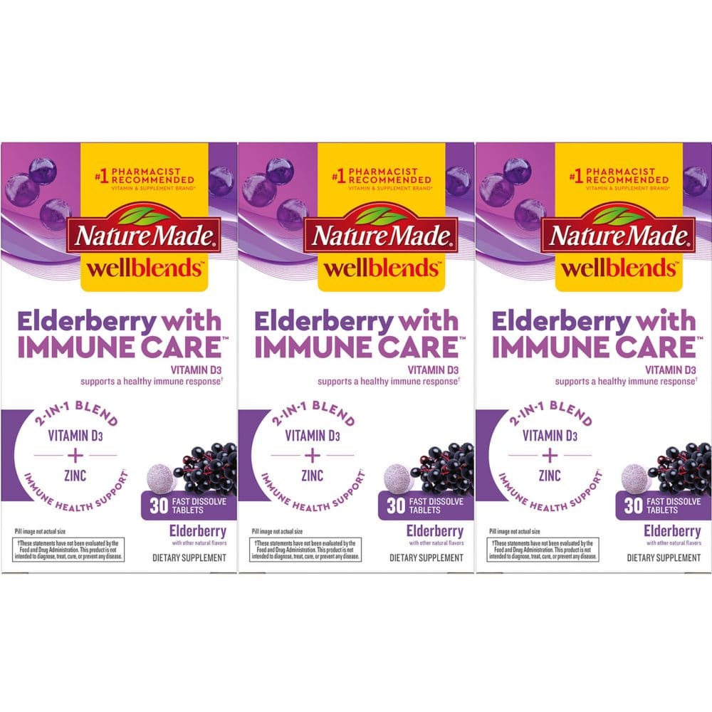 Nature Made Wellblends Elderberry with ImmuneCare (3 pk. 30 ct./pk.) - Immune Health - Nature Made