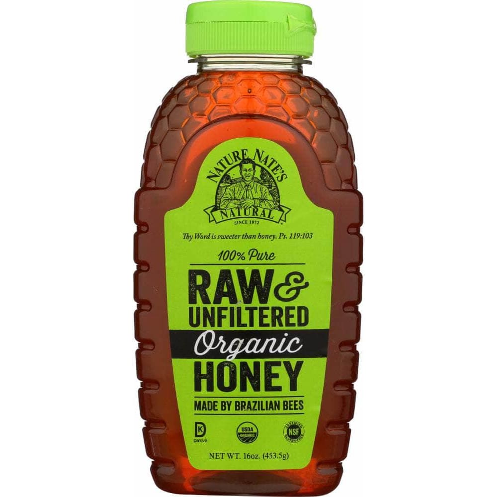 Nature Nates Nature Nate's 100% Pure Raw and Unfiltered Organic Honey, 16 oz