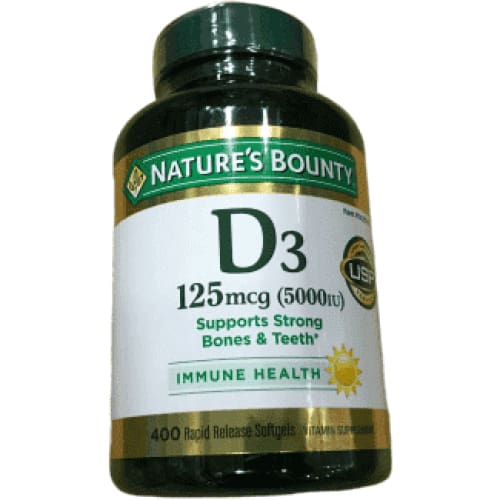 Nature's Bounty Immune Health Vitamin D3 5000 IU, 400 Softgels - ShelHealth.Com
