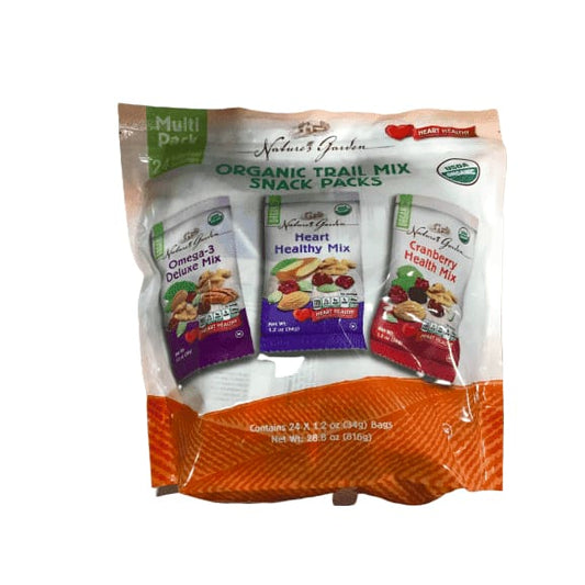 Nature's Garden Organic Trail Mix Snack Packs, Multi Pack 1.2 oz - Pack of 24 - ShelHealth.Com