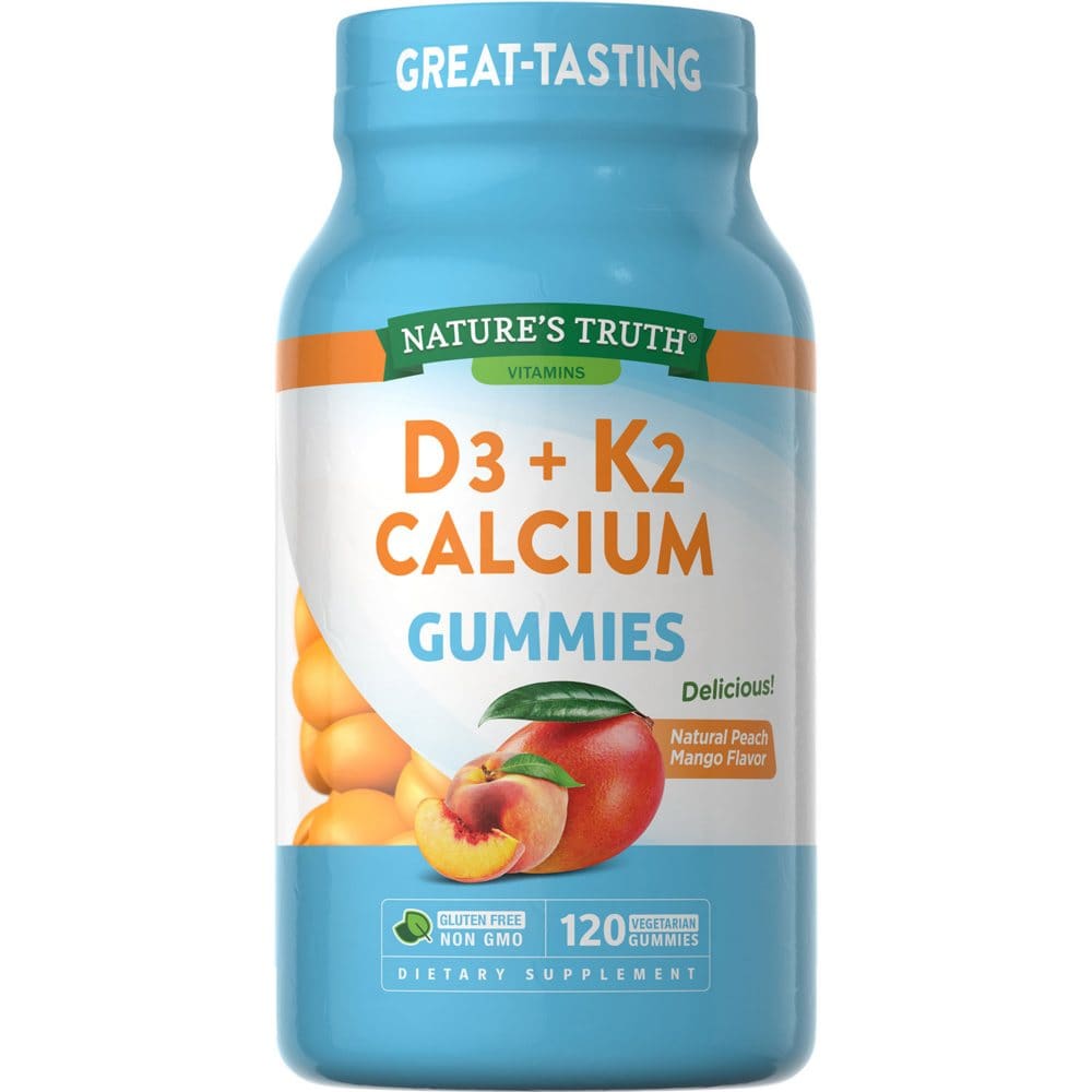 Nature’s Truth D3 + K2 Calcium Gummies Natural Peach Mango (120 ct.) - Letter Vitamins - Nature’s Truth