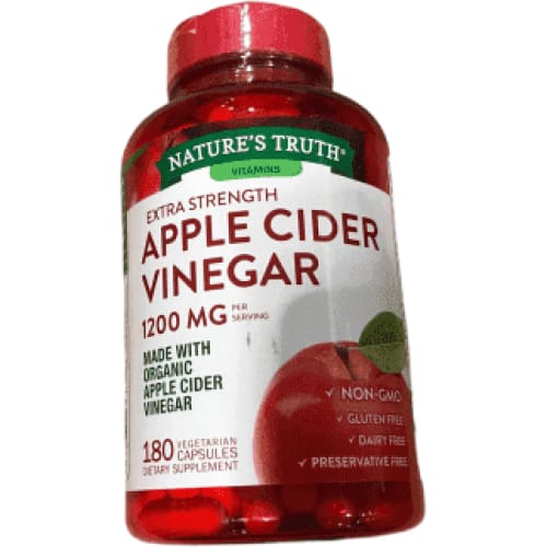 Nature's Truth Organic Apple Cider Vinegar Extra Strength 1200 MG - 180 Vegetarian Capsules - ShelHealth.Com