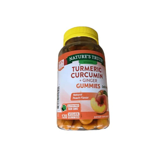 Nature's Truth Vitamins Turmeric Curcumin + Ginger Gummies, Peach Flavor, 120 Gummies. - ShelHealth.Com