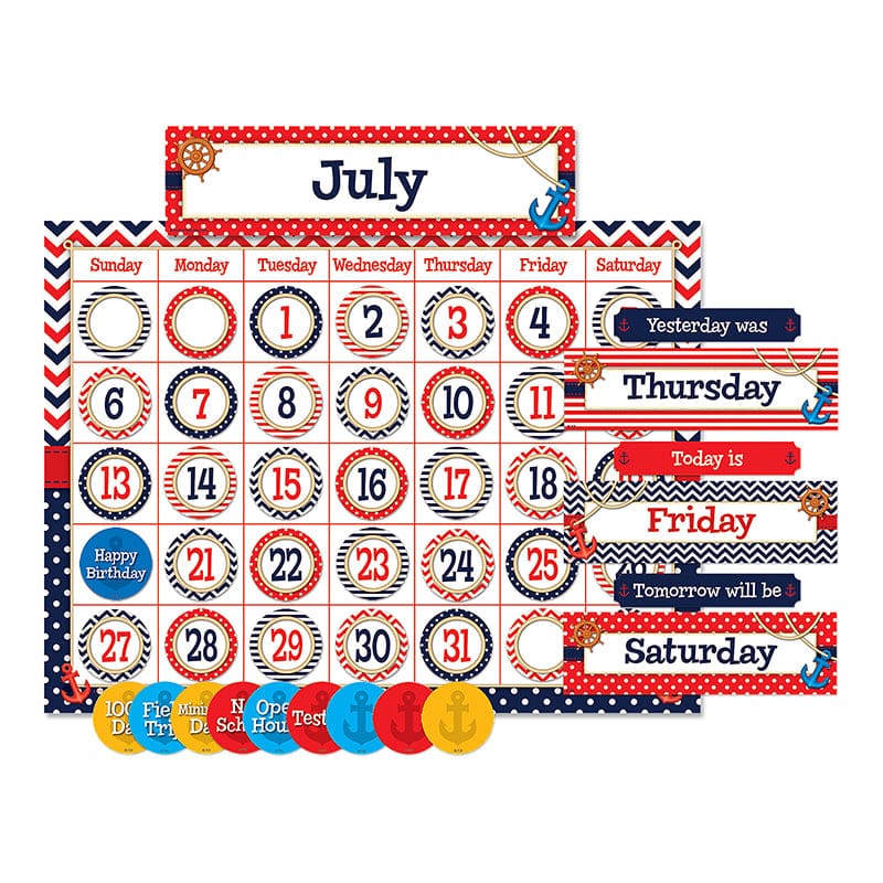 Nautical Calendar Bb Set (Pack of 3) - Calendars - Teacher Created Resources