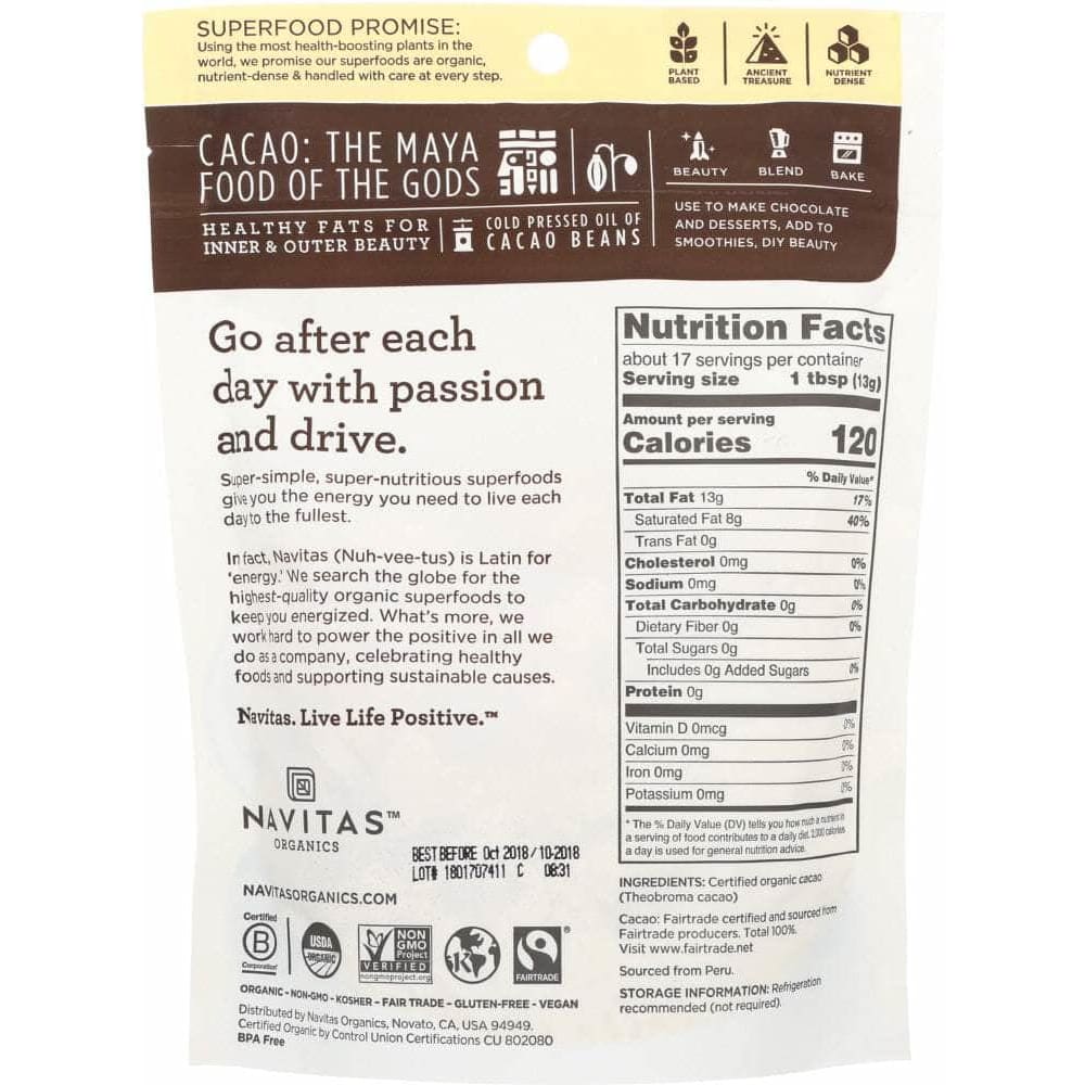 Navitas Navitas Cacao Butter, 8 oz