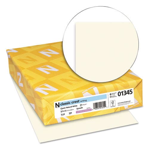 Neenah Paper Classic Crest Stationery 24 Lb Bond Weight 8.5 X 11 Classic Natural White 500/ream - Office - Neenah Paper